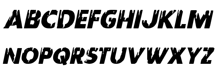 Red Undead Staggered Italic Font LOWERCASE