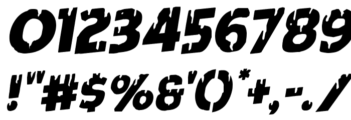 Red Undead Staggered Rotalic Font OTHER CHARS