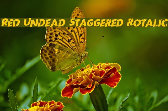 Red Undead Staggered Rotalic Font examples