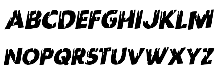 Red Undead Staggered Rotalic Font LOWERCASE