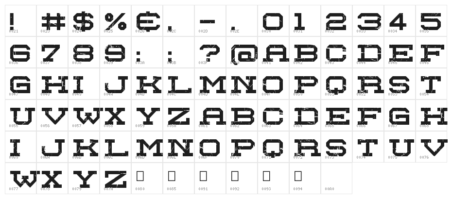 Red Zone Character Map