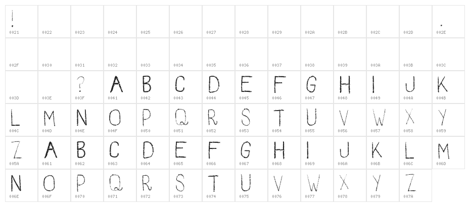 RedFish-Regular Character Map