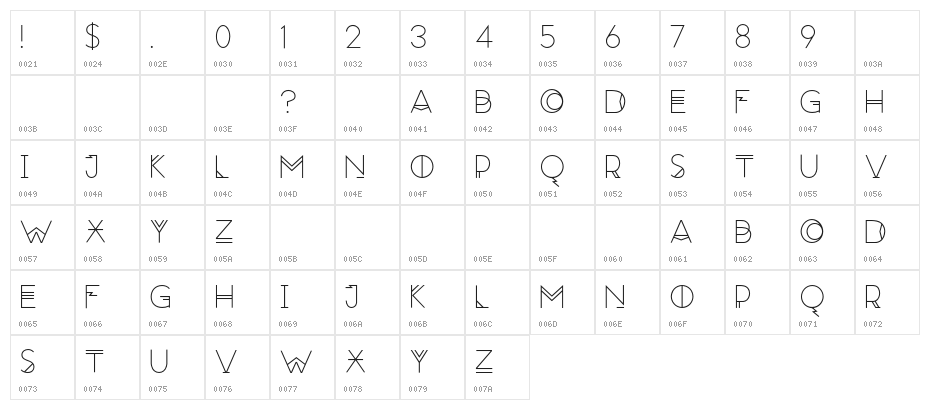 RedMoonRising-Regular Character Map