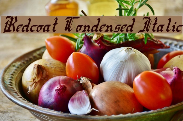Redcoat Condensed Italic Font examples