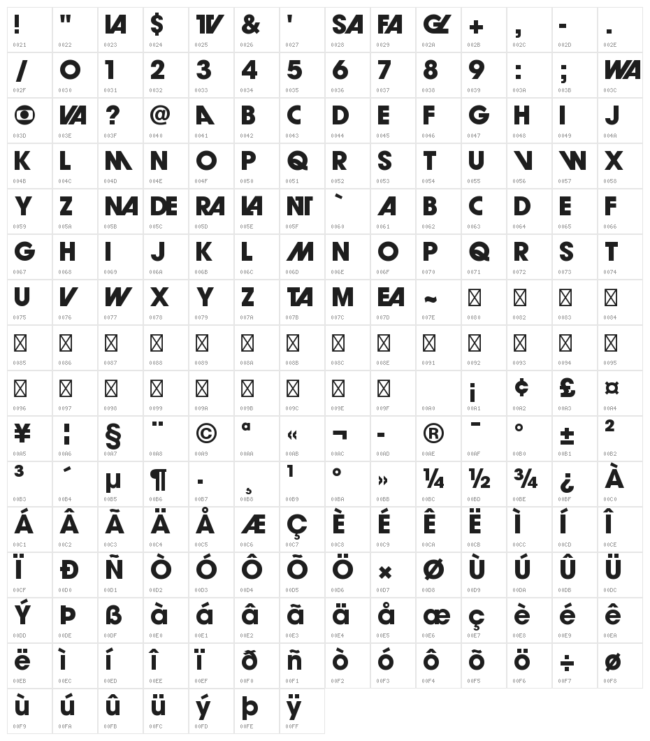 Rede Globo Bold Character Map