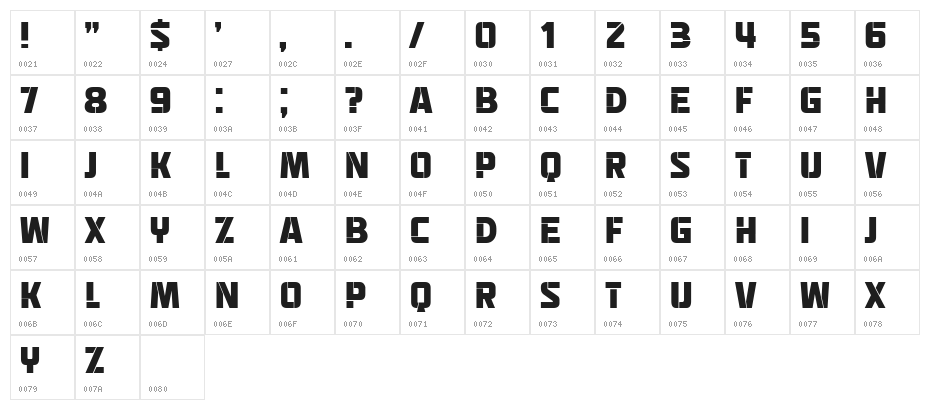 Redemtion Regular Character Map