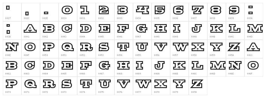 Redneck Regular Character Map