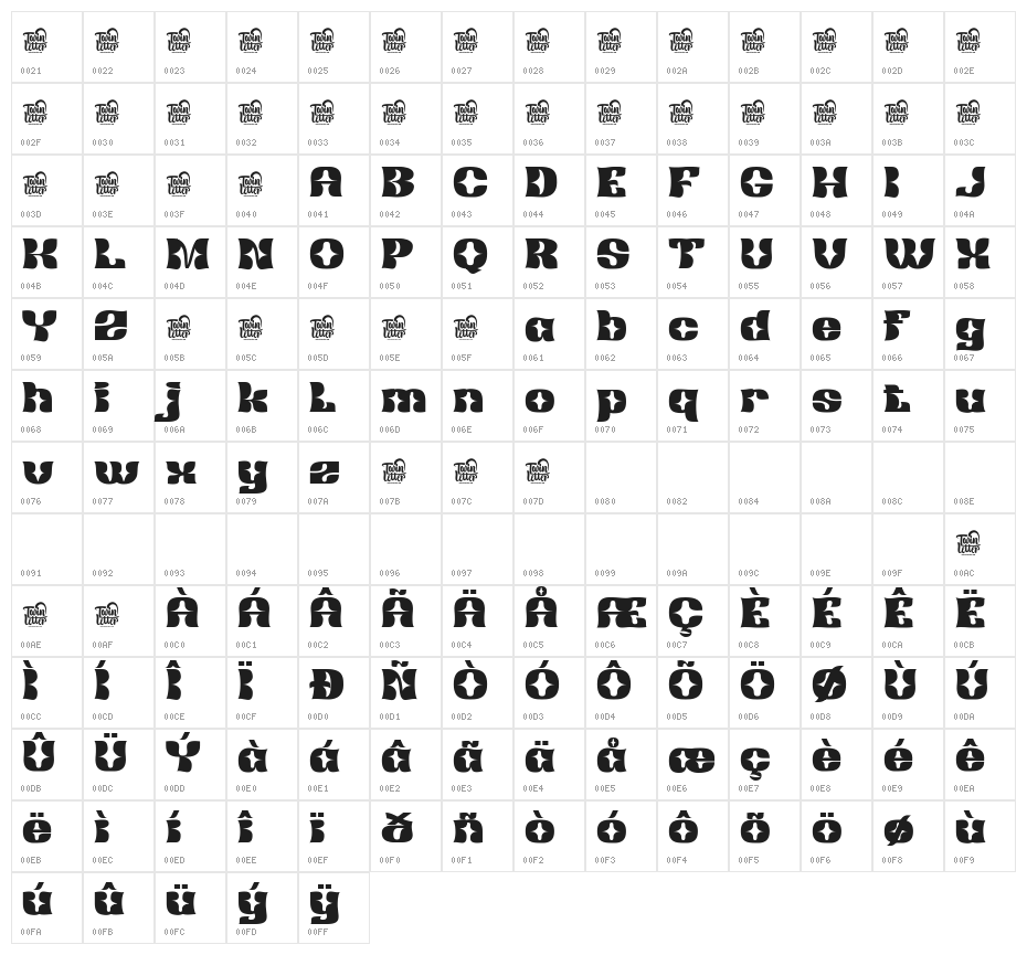 Redsema Regular Character Map