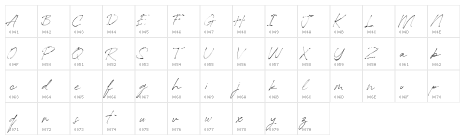 Redstock Script DEMO Character Map