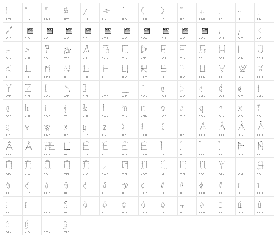 Reed Sticks_PersonalUseOnly Character Map