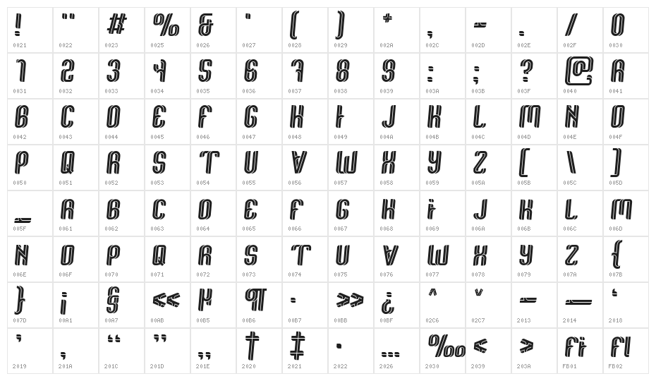 ReefordItalicDEMO-Italic Character Map