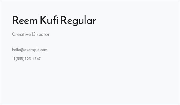 Reem Kufi Regular Business Card
