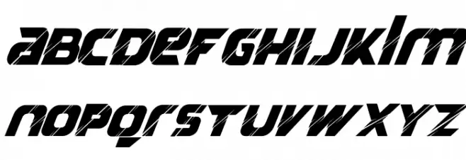 Reflected Italic Schriftart Kleinbuchstaben