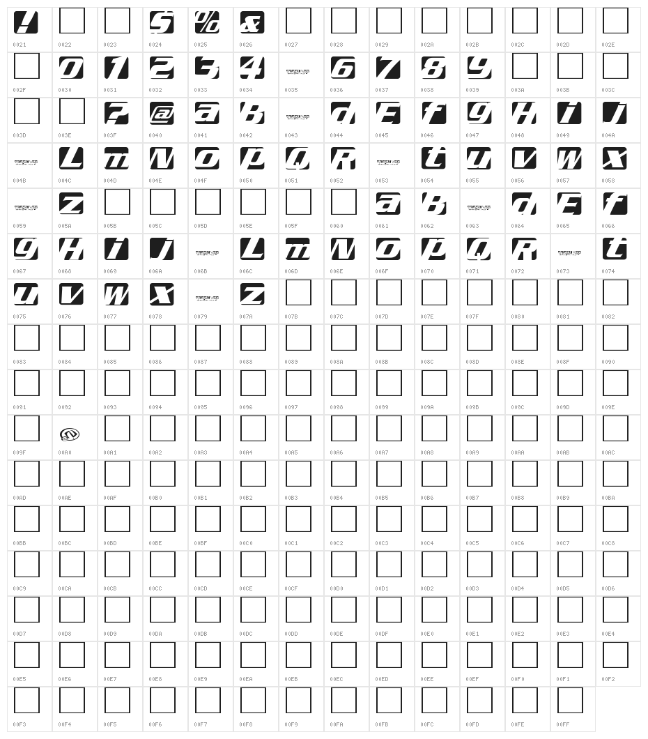 Regal box Character Map