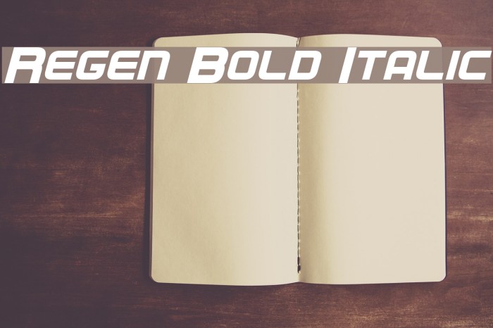 Regen Bold Italic Font examples