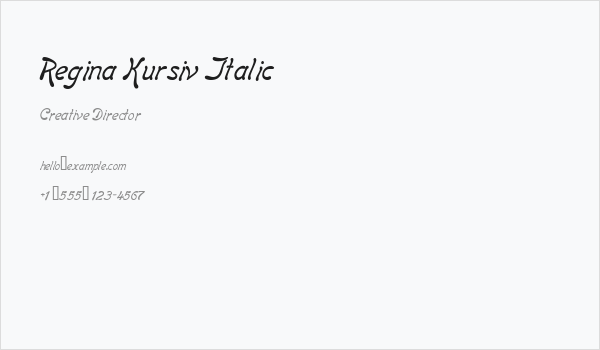 Regina Kursiv Italic Business Card