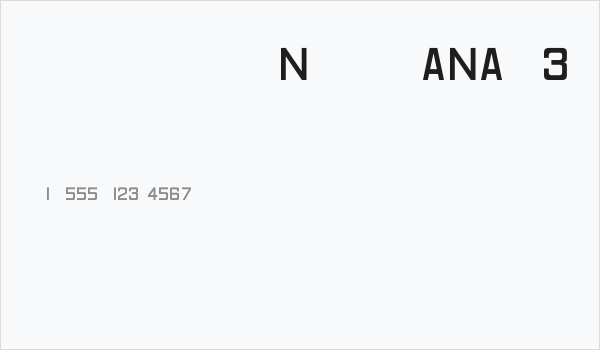 Registration Number ANA v3 Business Card