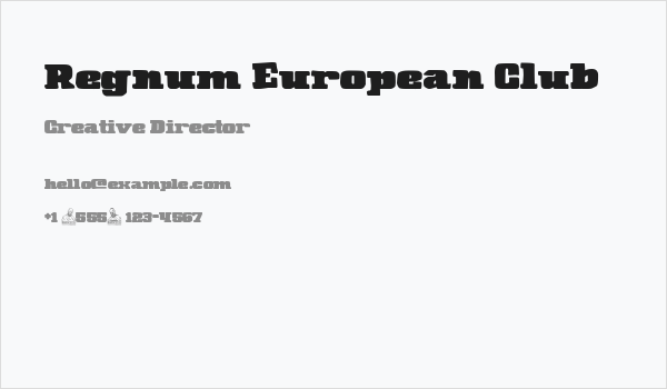 Regnum European Club Business Card