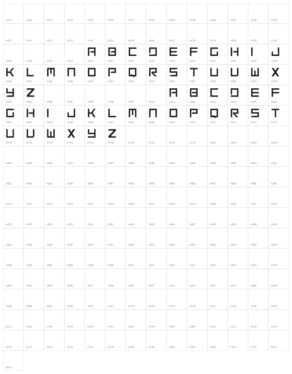 Regular Earth Nos Character Map