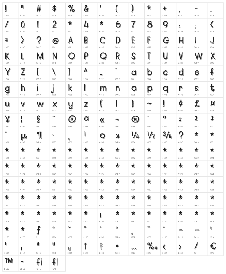 Regular Fashion DEMO Regular Character Map