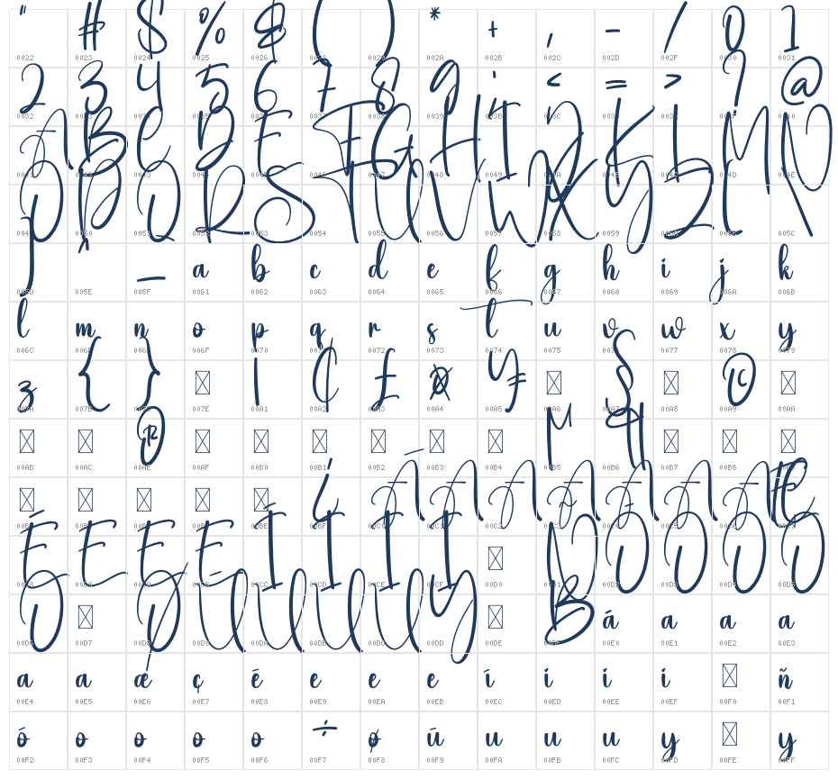Regular1 Character Map