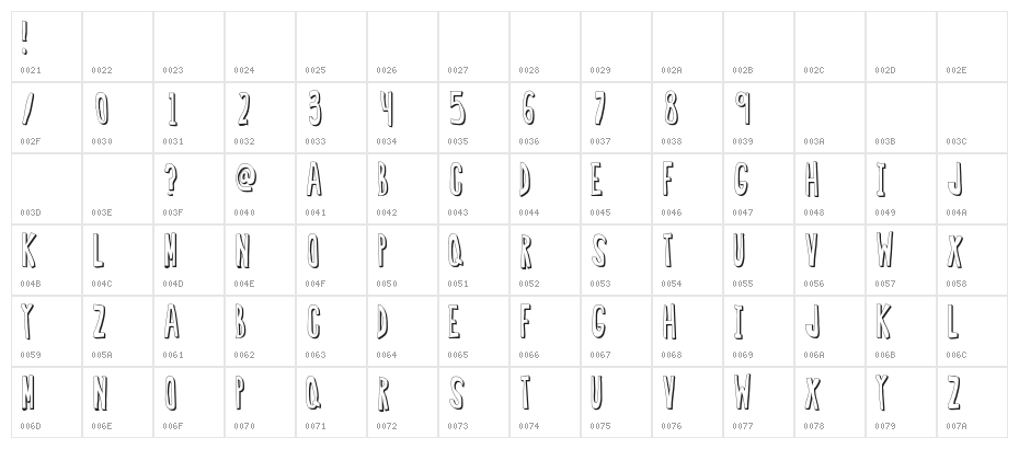 RegularfontTwo Character Map