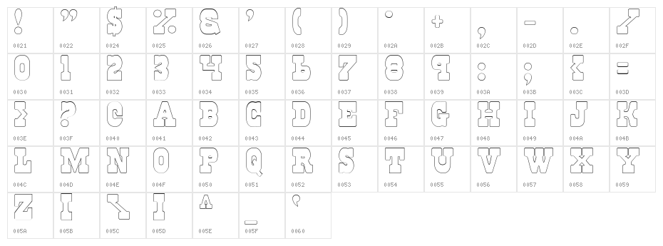 Regulators Outline Character Map