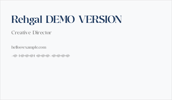 Rehgal DEMO VERSION Business Card