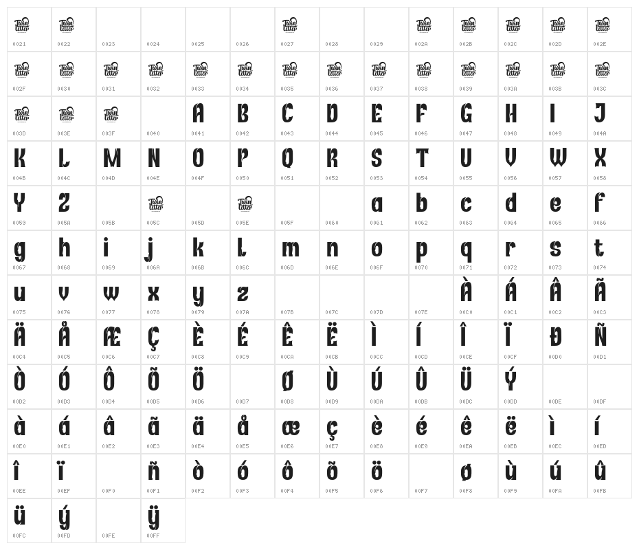 RekixBlack-Regular Character Map