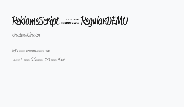 ReklameScript-RegularDEMO Business Card