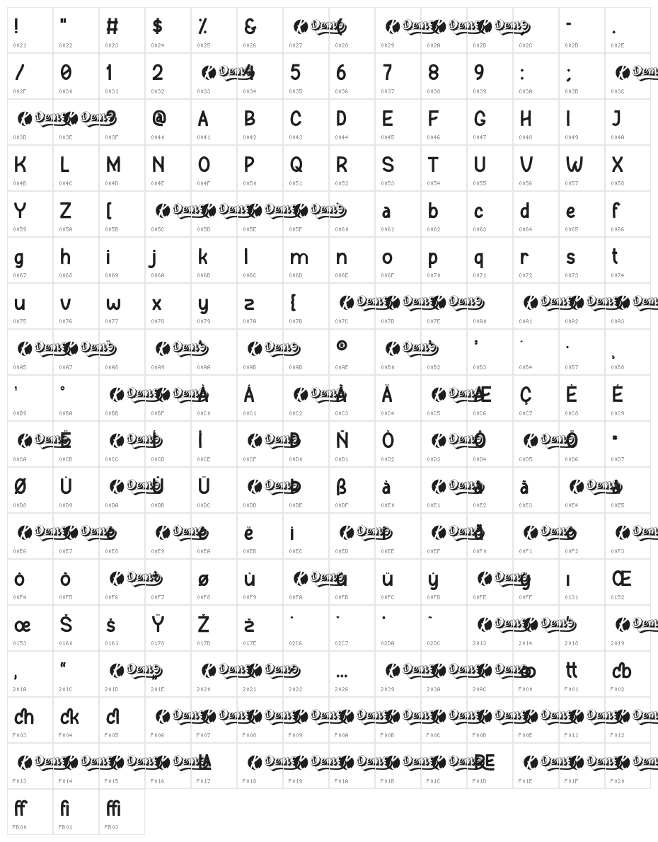 Relasi-SmoothishDEMO Character Map
