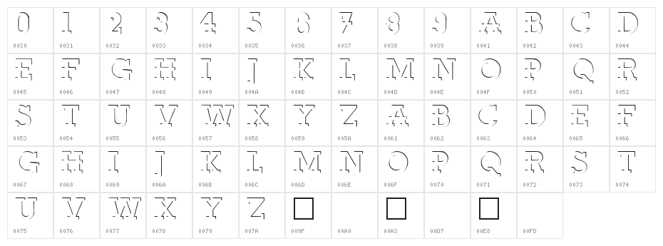 Relief Regular Character Map
