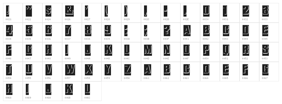 ReliefInReverse Regular Character Map