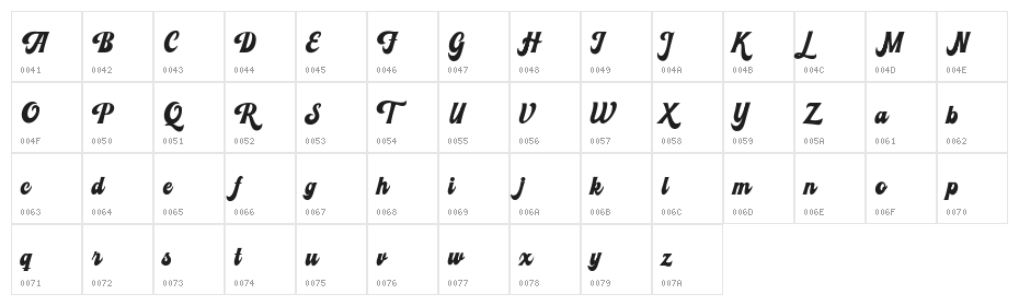 Relieve Demo Regular Character Map