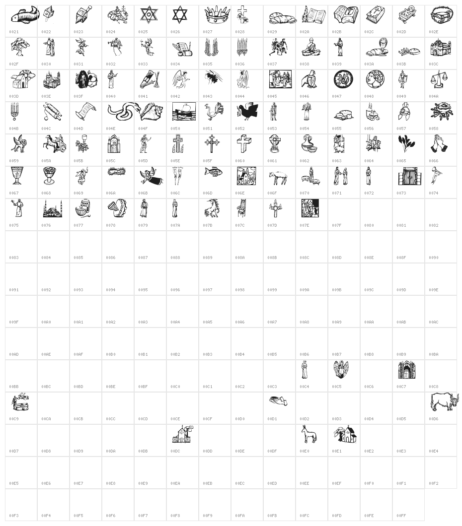ReligiousSymbols Character Map