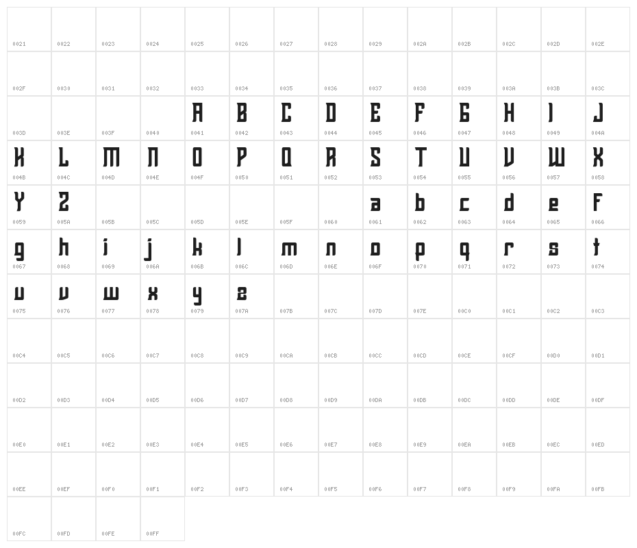 RelodsFREE Character Map