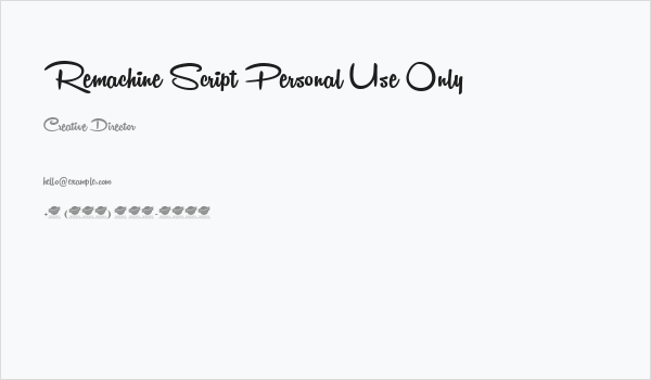 Remachine Script Personal Use Only Business Card