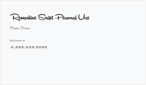 Remachine Script Personal Use Business Card