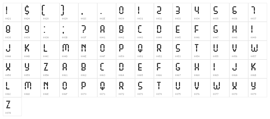 Remaster Regular Character Map