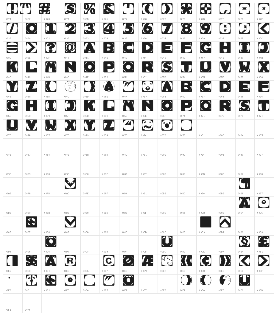 RememberScribbledInvers Character Map