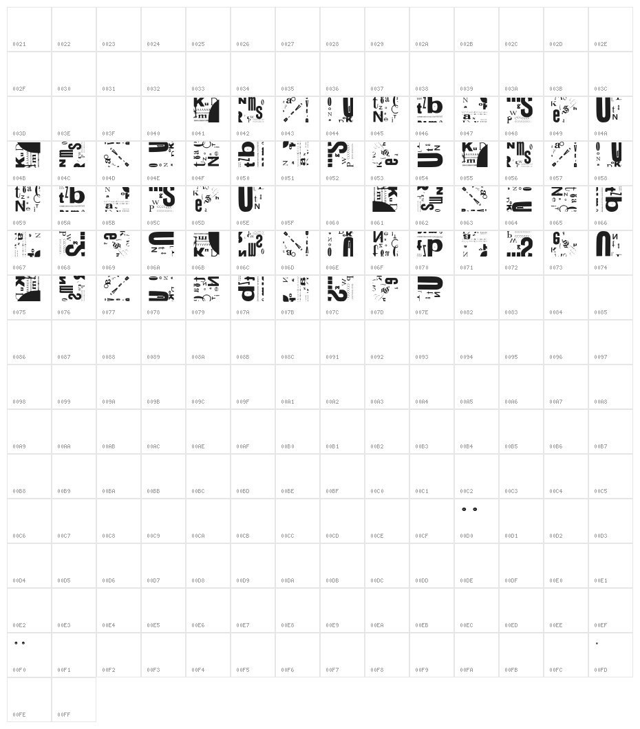 RememberZwartDeStjl Character Map