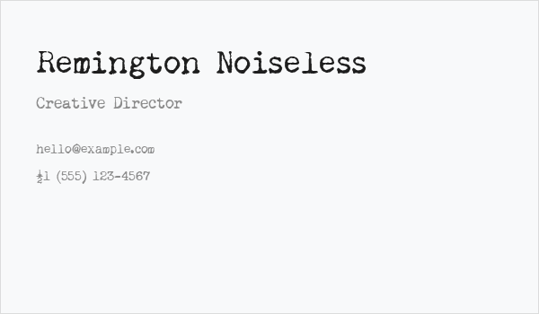 Remington Noiseless Business Card