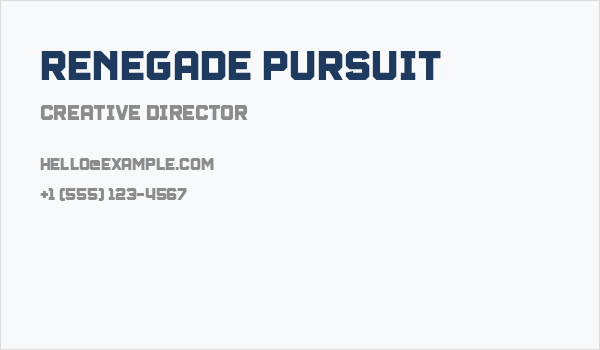 Renegade Pursuit Business Card