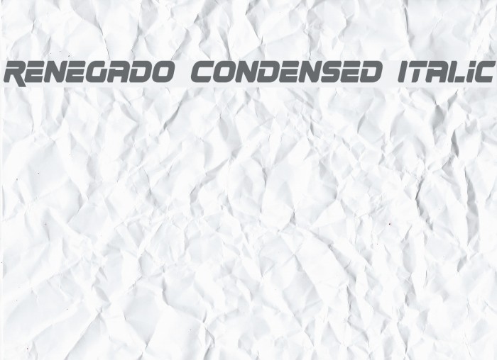 Renegado Condensed Italic Font examples