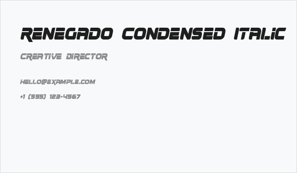 Renegado Condensed Italic Business Card