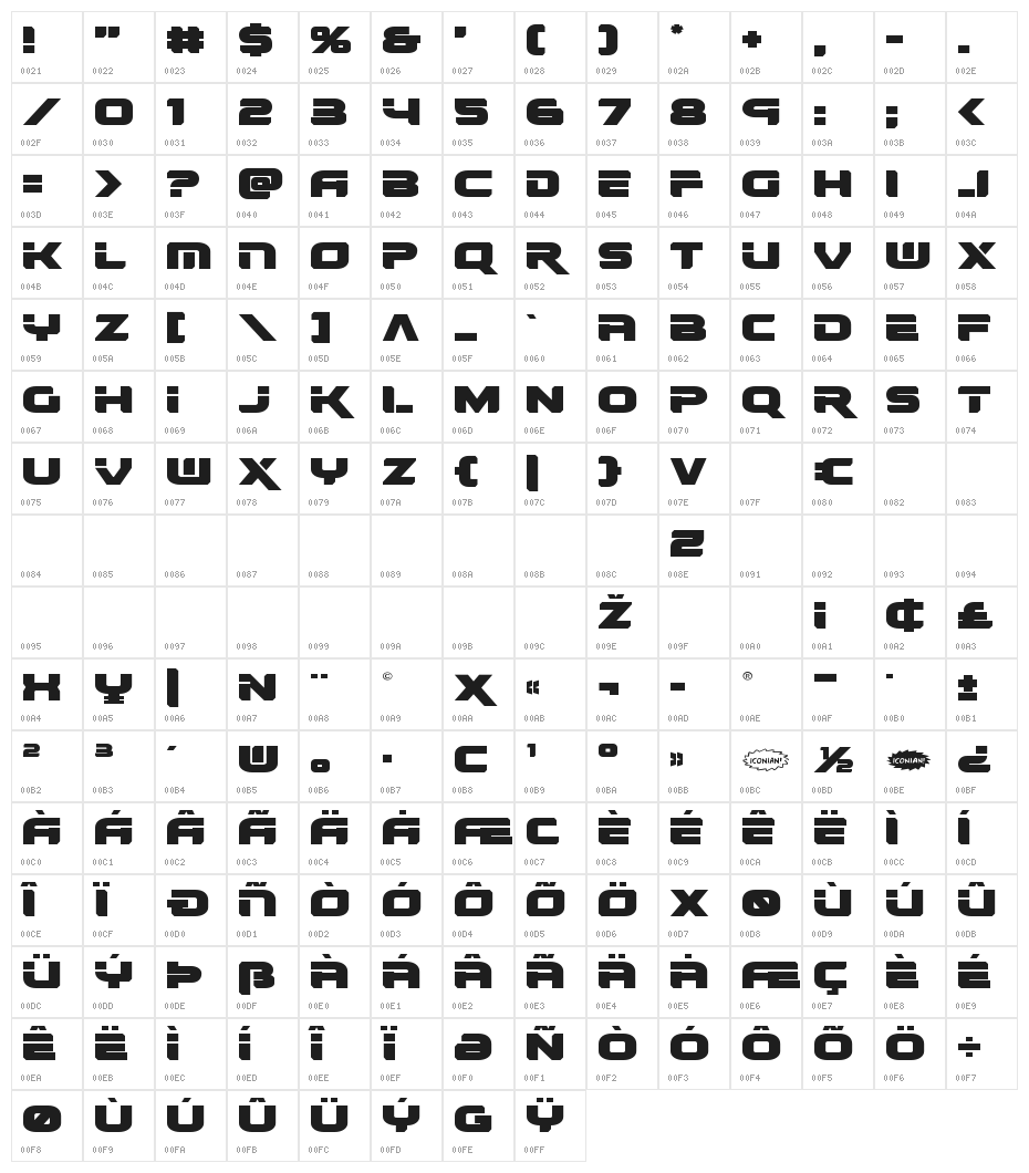 Renegado Expanded Character Map