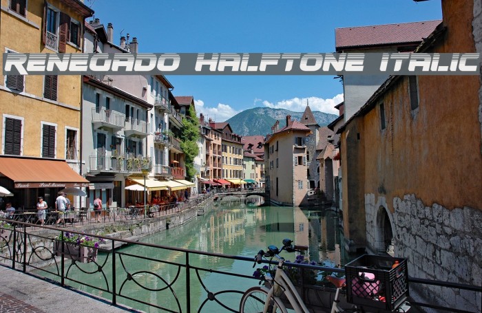 Renegado Halftone Italic Font examples