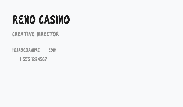 Reno Casino Business Card