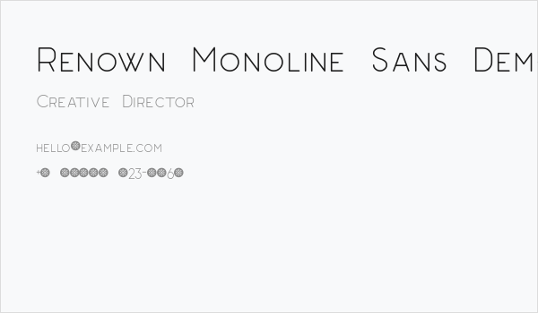 Renown Monoline Sans Demo Business Card