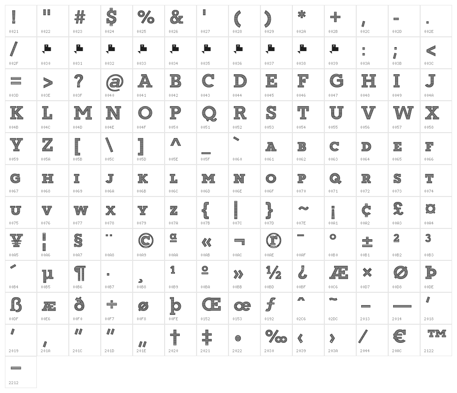RepisaEN-ExtraBold Character Map